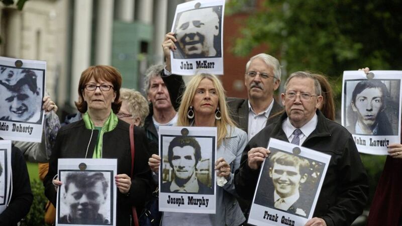 Ballymurphy families attend the inquest in Belfast. Picture by Hugh Russell. 