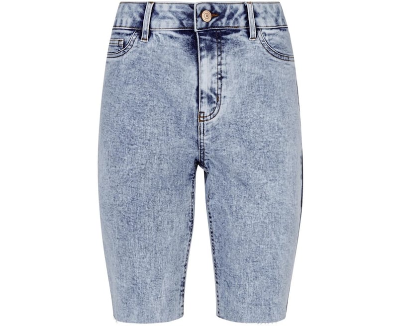 New Look Bright Blue Acid Wash Denim Knee Shorts, &pound;9 (were &pound;19.99), available from New Look 