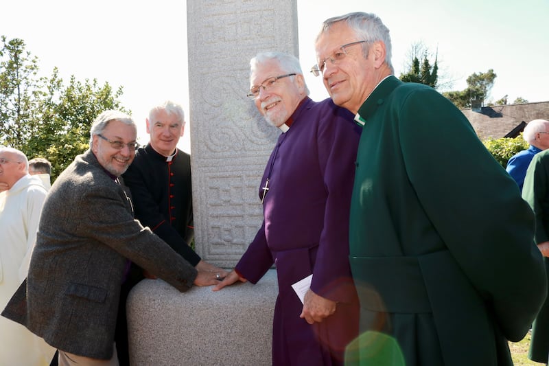 Bishop Harold Miller and Bishop Noel Treanor were joined by Bishop Grant LeMarquand, pictured left, the former bishop for the Horn of Africa, who was visiting Down and Dromore, at the ceremony. Dean of Down, the Rev Henry Hull, is pictured right