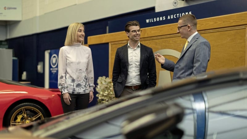 Making the announcement at Wilsons Auctions are its finance director Paul Clarkin with Danske Bank&#39;s senior cash manager Karen Kennedy and head of digital channels David Thompson 
