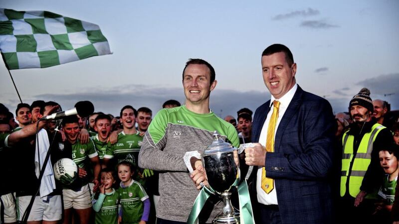 Antrim chairman Ciaran McCavana (right) wants the governments to provide assistance to the GAA and other sporting bodies 