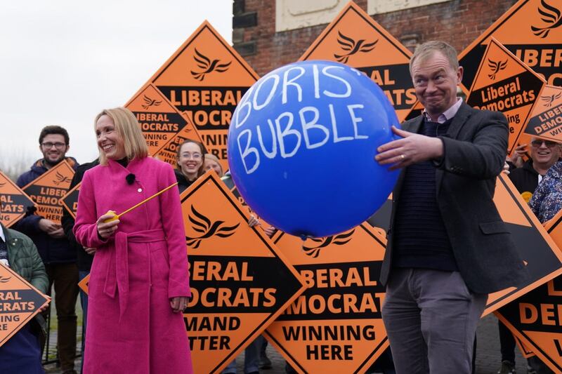 Helen Morgan bursting ‘Boris’ bubble’ held by colleague Tim Farron