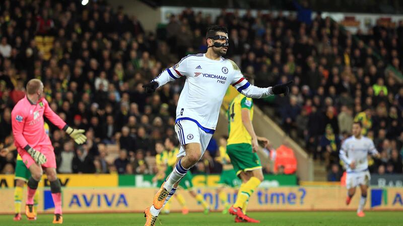 Chelsea's Diego Costa celebrates his goal against Norwich at Carrow Road on Tuesday<br />Picture by PA&nbsp;
