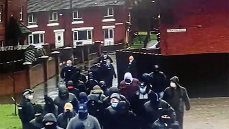 A gang of men were filmed in the Pitt Park area of east Belfast on Tuesday February 2. 