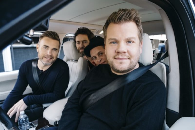 Take That and James Corden (BBC / Comic Relief / Terence Patrick)