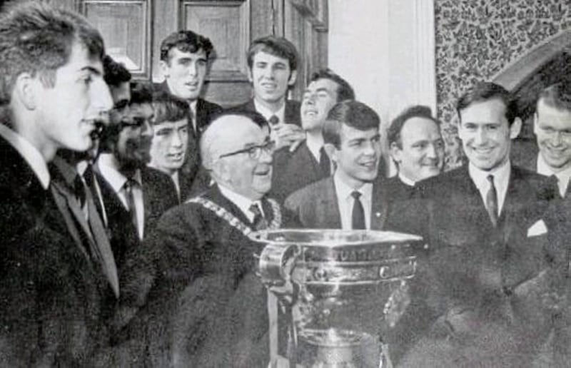 The 1968 All-Ireland winning Down team were welcomed to a Belfast City Hall reception by Lord Mayor William Geddis