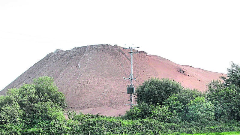 Tonnes of Lough Neagh sand piled high at the loughshore on the outskirts of Toomebridge. Picture by Margaret McLaughlin