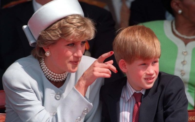 The Princess of Wales with her son Prince Harry