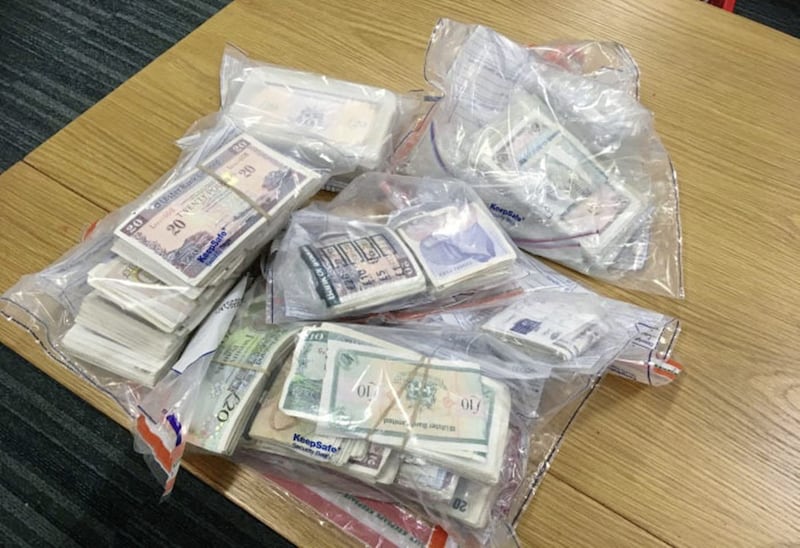 More than &pound;32,000 in cash was seized during a police probe into the North Belfast UVF. Picture from PSNI 