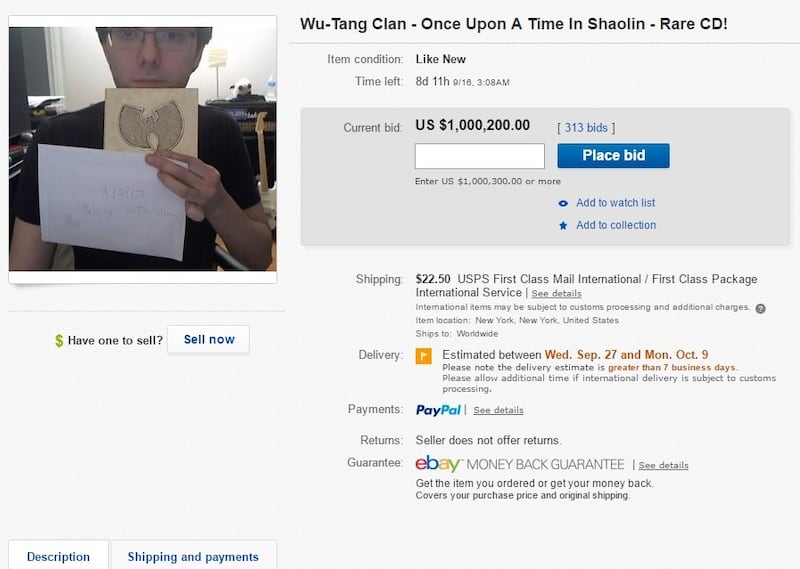 A screenshot of the eBay page