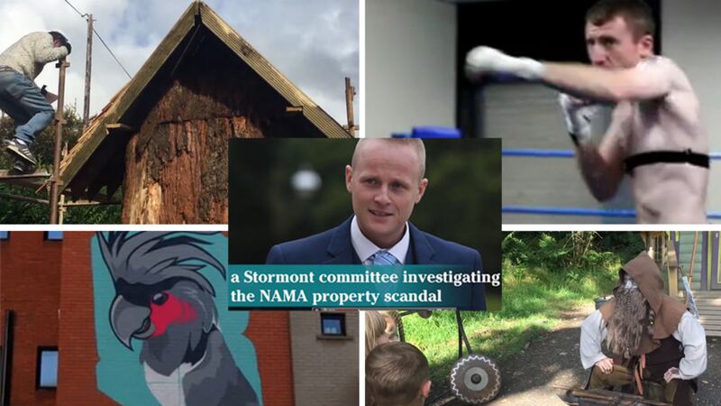 Clockwise from top left: Sean McKeown's fairy houses, Paddy Barnes prepares for the Olympics, Slieve Gullion and street art during Belfast Culture Night&nbsp;