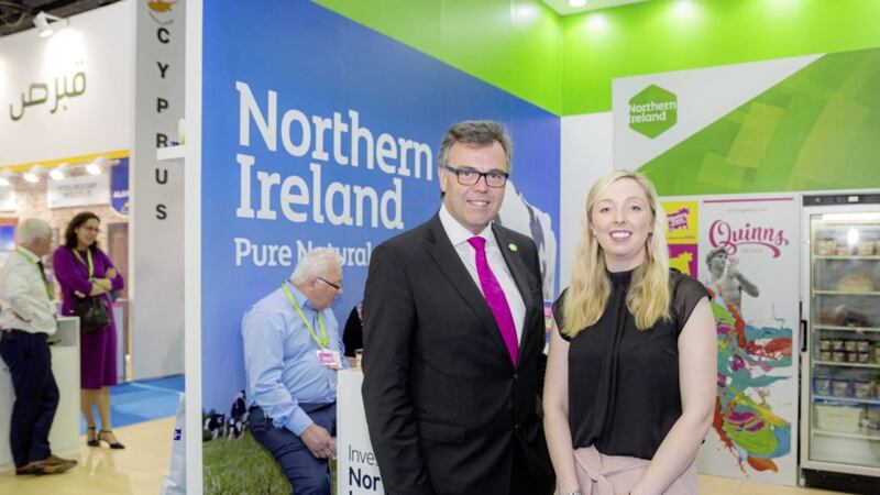 Pictured announcing the new export deal to the UAE are Alastair Hamilton, Invest NI and Chloe Burgess, Glastry Farm Ice-Cream 