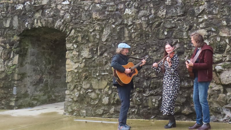 Colum Sands, Zoë Conway and John McIntyre launch A Lough of Songs, a series of concerts in Carlingford and Rostrevor