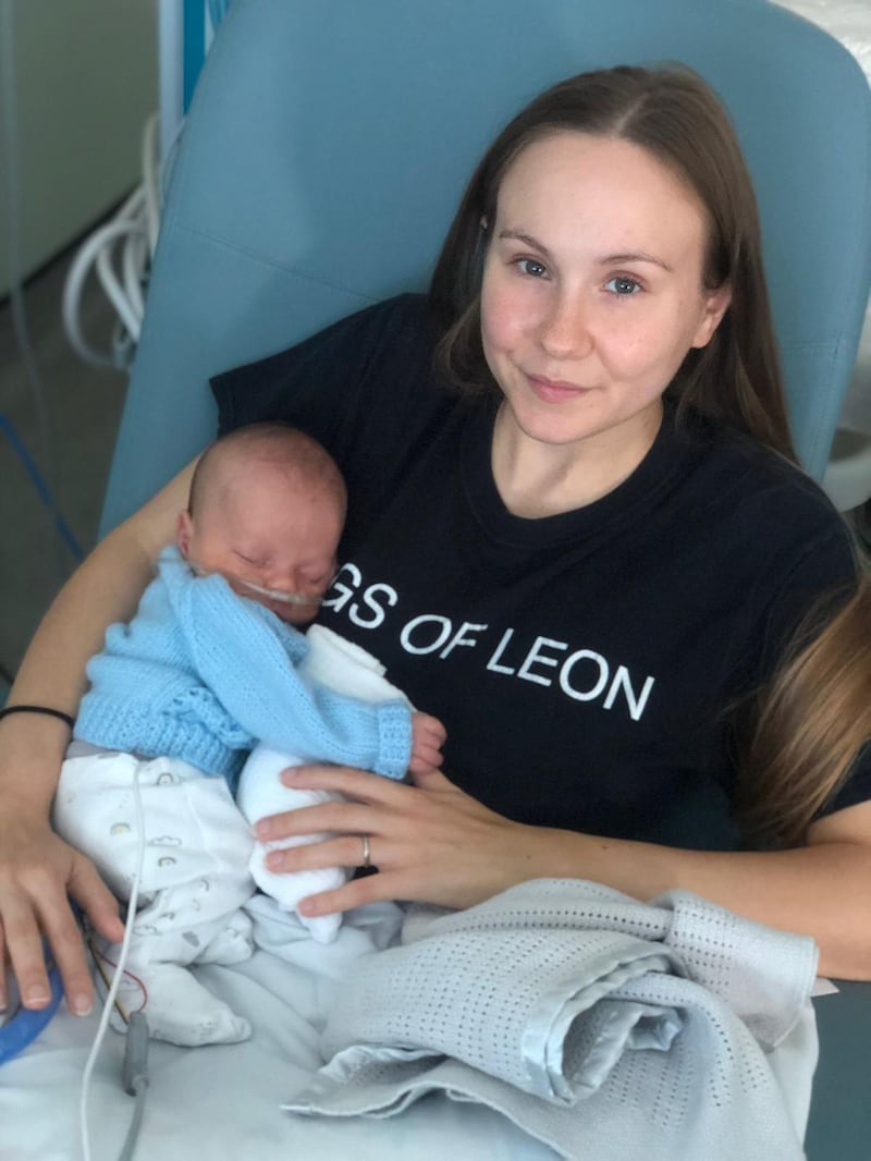 Robyn Davis holding her son Orlando, who was born by emergency caesarean section at Worthing Hospital on September 10 2021, but died 14 days later