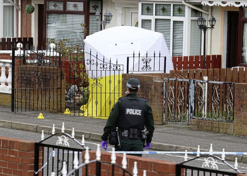 The scene in Etna Drive, Ardoyne where a man was shot a number of times and died Picture Mal McCann. 