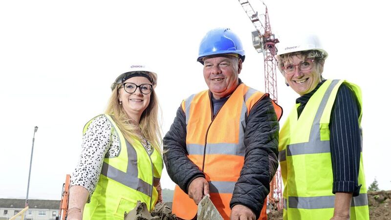 Choice Housing has marked the start of a new &pound;2.6m social housing scheme in Monkstown. Pictured at the site of the new scheme are: Deborah Brown, Department for Communities; David Mcrea, Monkstown Community Association; and Hazel Bell, Choice Housing. 