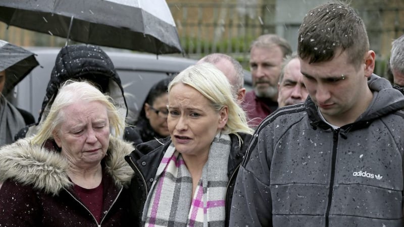 .Family of Charlotte Murray outside Dungannon Court following the sentencing of Johnny Millar for her murder in 2012. Photo Laura Davison/Pacemaker Press.