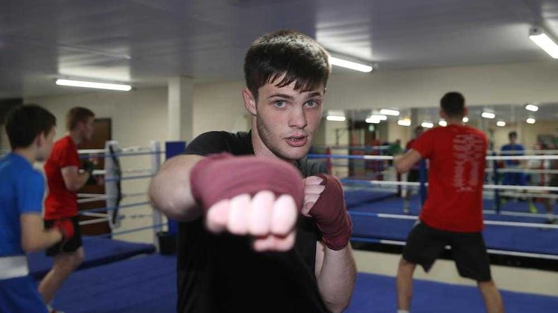 James McGivern (above and below) trains at Jordanstown before Northern Ireland's Commonwealth Youth Games team flew out to Australia for a training camp <br />Picture: Hugh Russell