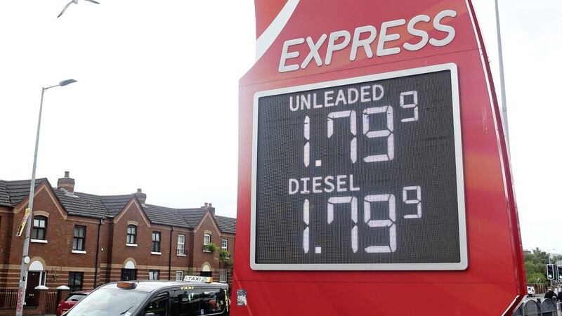 Garages in west Belfast showing a drop in fuel prices. Picture by Mal McCann 