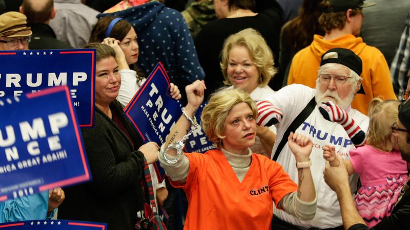 Members of the crowd dance to music as they wait for Republican presidential candidate Donald Trump to speak during a campaign rally in Grand Rapids, Michigan. Picture by Nati Harnik, Associated Press&nbsp;