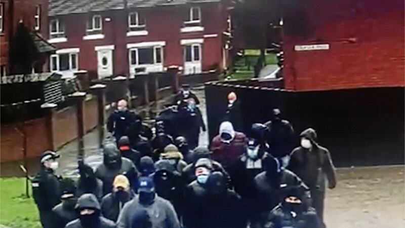 Up to 60 men gathered in the Pitt Park area of east Belfast earlier this month. 