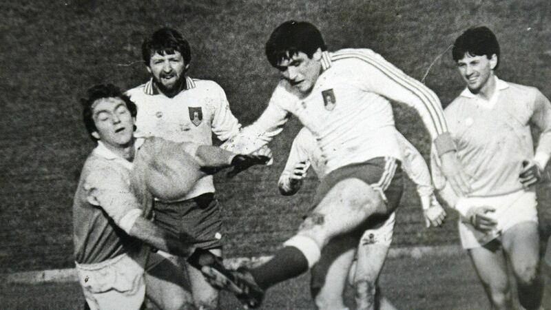 Scotstown star Gerry McCarville, in action for Monaghan in 1986, played alongside Niall McKenna<br />Picture by Brendan Murphy &nbsp;