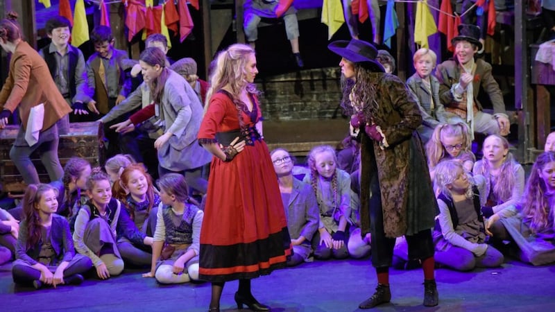 Emiko Seawright (17) and Tommy Bell (16) as Nancy and Fagin in The Grand Opera Summer Youth Project&#39;s Oliver! Photo: Aaron McCracken 