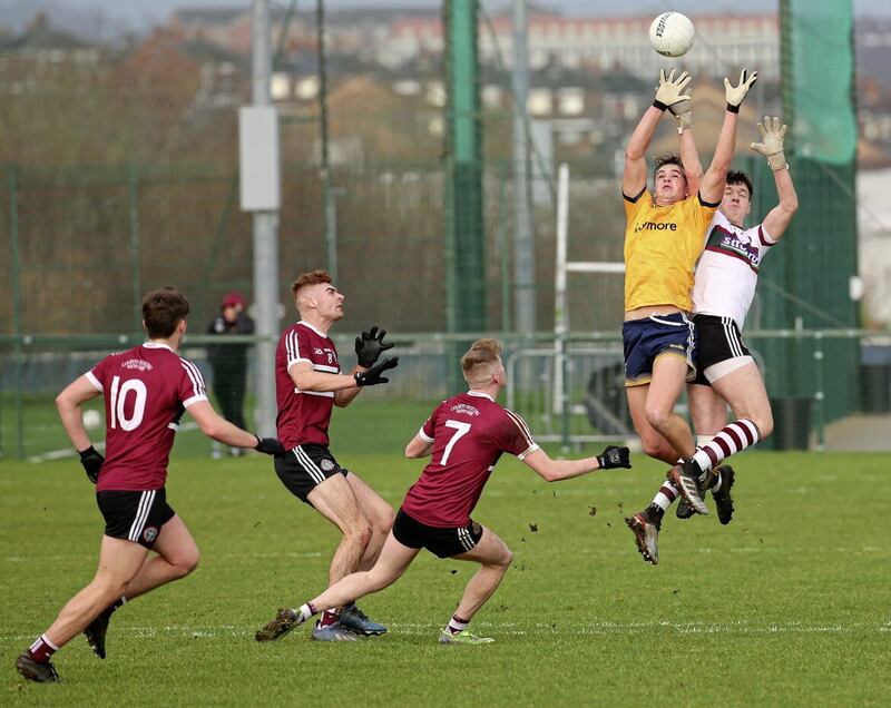 St Mary&#39;s players Sean Rock, Cormac Smyth, Cormac McGettigan, and goalkeeper Charlie Smyth in Sigerson Cup action against DCU last year. Picture Mal McCann 