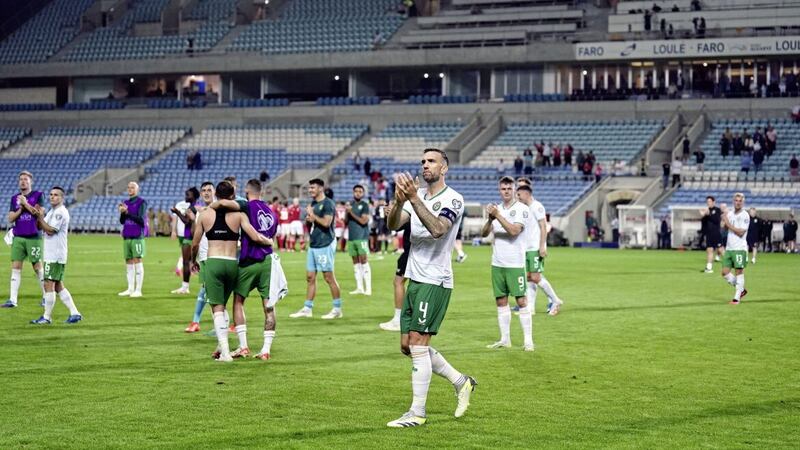 Shane Duffy and his Ireland team-mates applaud the fans their 4-0 win over Gibraltar in Faro 