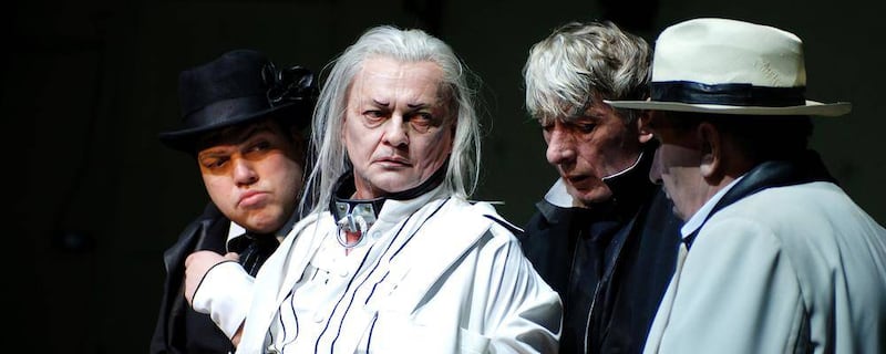 A scene from The Berliner Ensemble's production of Waiting for Godot at Happy Days