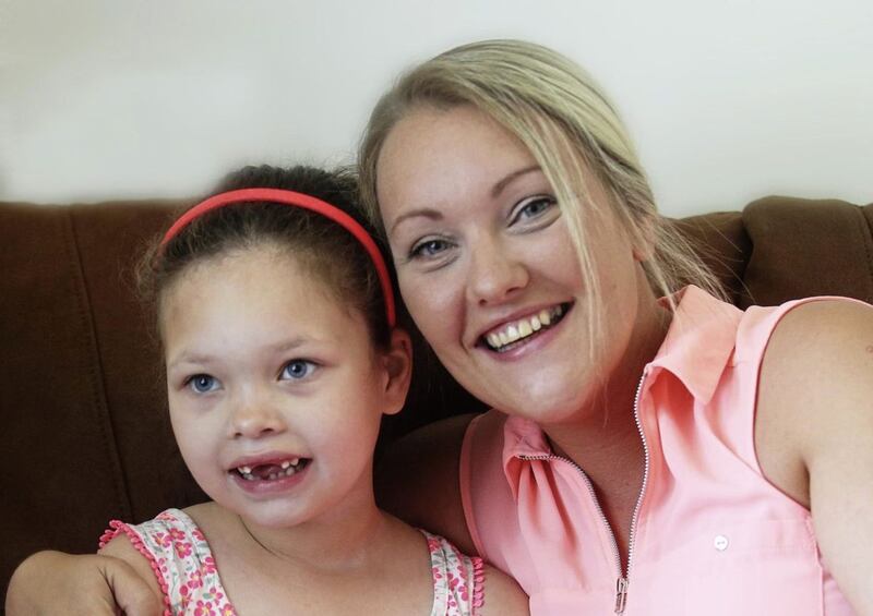 Sophia Gibson at home in Newtownards with her mum Danielle. Picture by Hugh Russell 