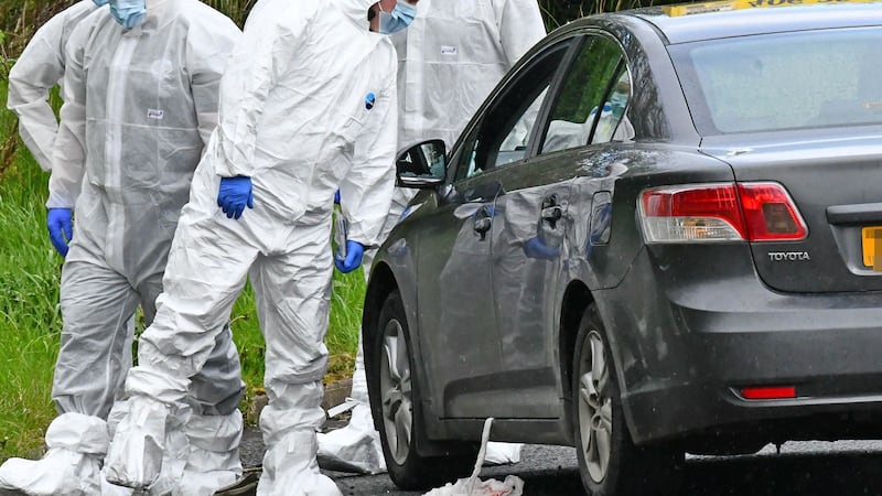 Police forensics officers on Saturday were examining that area around the taxi at the centre of a shooting incident in a Banbridge car park on Friday night.