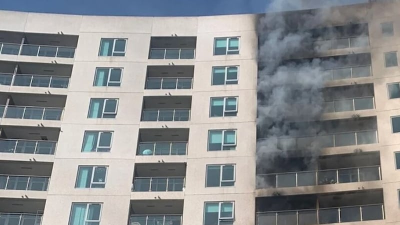 A fire broke out at an apartment complex in Dublin's Blanchardstown area on Sunday afternoon. Picture: Dublin Fire Brigade.