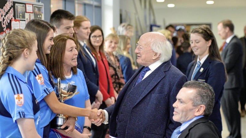 President Michael D Higgins opens St Patrick&#39;s Academy Dungannon. Picture by Mark Marlow 