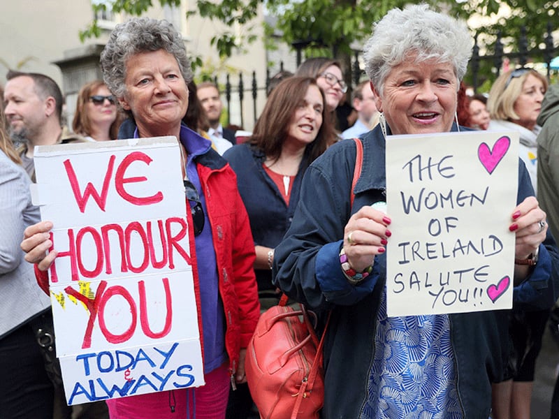 &nbsp;Members of the public wait outside the Mansion House in Dublin to greet survivors of the Magdalene Laundries as they arrive to attend a Gala dinner in Dublin's city centre. Picture by&nbsp;Brian Lawless/PA Wire