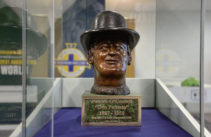 A bust of footballer Patrick O&#39;Connell bust was unveiled at Windsor Park in Belfast. Picture by Arthur Allison/Pacemaker 
