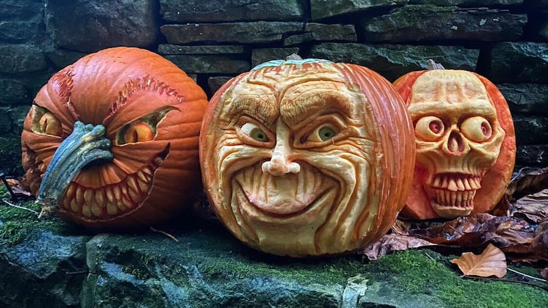 Talented pumpkin-carvers have showed off their skills with spiked teeth, skull faces, and intricate designs that take up to six hours to create.
