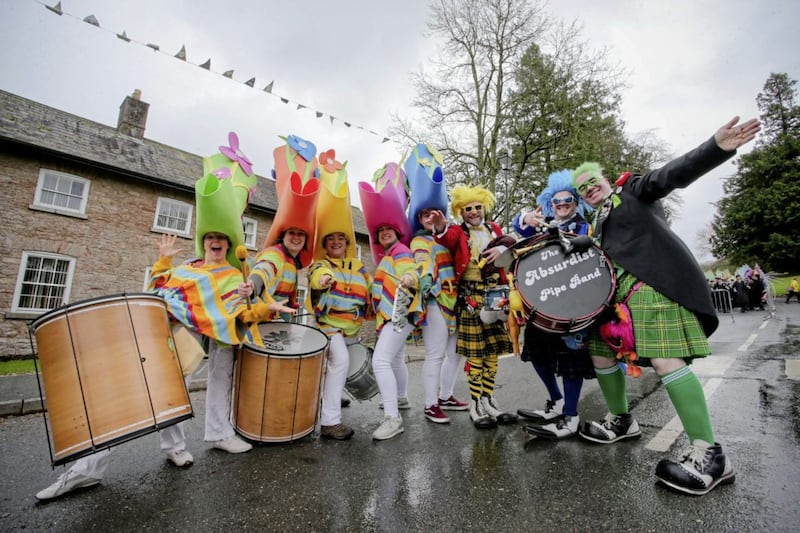 Performers gather for the Saint Patrick&#39;s Day celebrations in Armagh. 