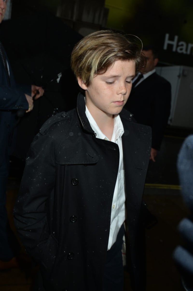 Cruz Beckham attends the private view of Brooklyn Beckham's photographs to promote his new photography book What I See, at Christie's in London.