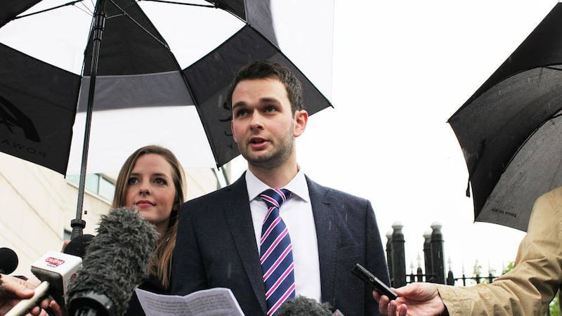 Daniel McArthur last month reading a statement to the media outside Belfast County Court after a judge ruled that his family business, Ashers Baking Company, had discriminated against a customer by refusing to bake a cake with a pro-gay marriage slogan 