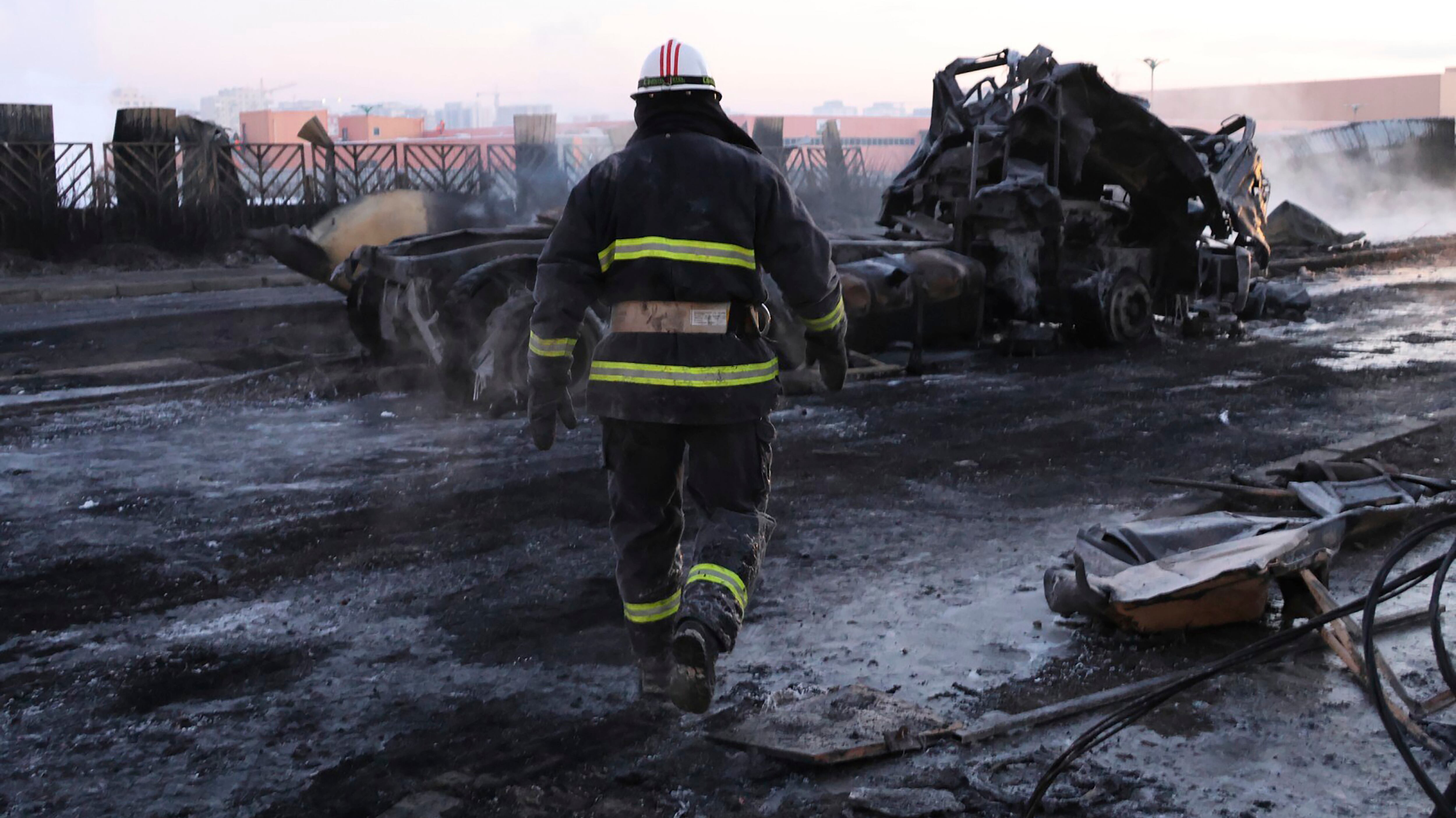 Three firefighters died in the blast (Mongolia National Emergency Management Agency via AP)