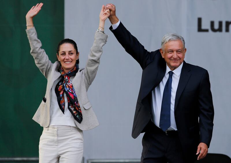 Ms Sheinbaum is the leading contender in the race to take over from Mr Lopez Obrador (AP)