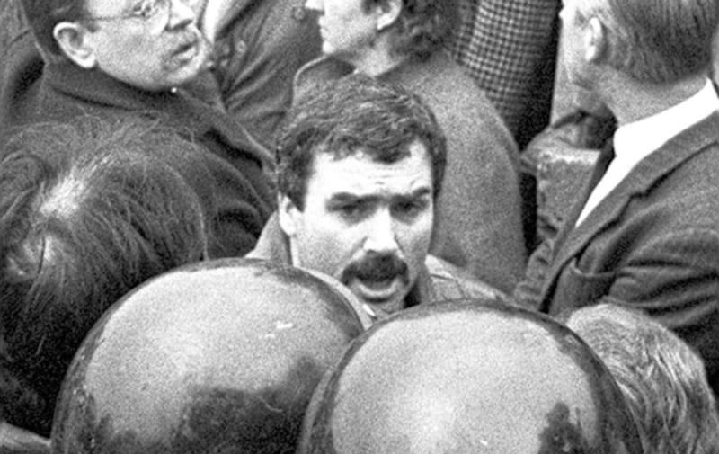 Freddie Scappaticci pictured at the 1987 at the funeral of IRA man Larry Marley