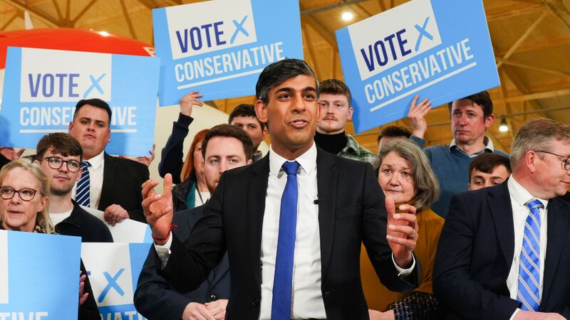 Prime Minister Rishi Sunak in Teesside celebrating with Lord Ben Houchen following his re-election as Tees Valley Mayor
