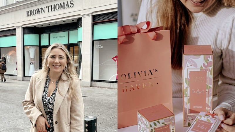 Olivia Burns outside Brown Thomas, which will now stock her fragrance products. 