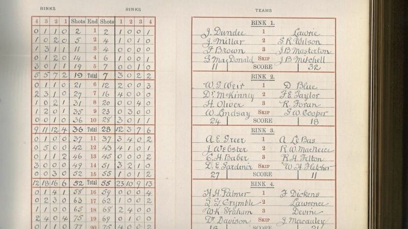 Impeccably recorded in copperplate writing is the match scorecard for the Kenilworth v Belfast game in Dublin in 1916. 