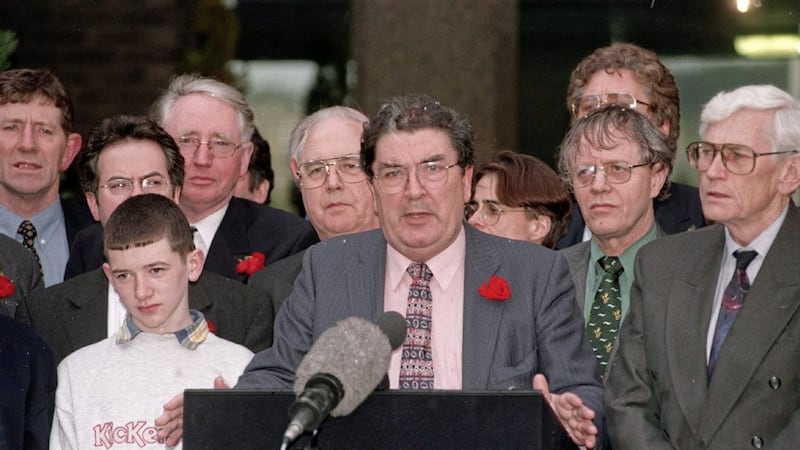 SDLP leader John Hume and his talks team on the day of the signing of the Good Friday Agreement, April 10 1998 Picture: Pacemaker 