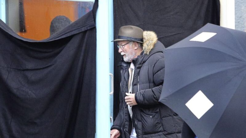 Crew and security went to extremes to block any sight of the main stars during filming for Series 3 of Derry Girls, on location at Barry&#39;s Amusements in Portrush. Pictured is Ian McElhinney who plays Granda Joe. Picture by Margaret McLaughlin 
