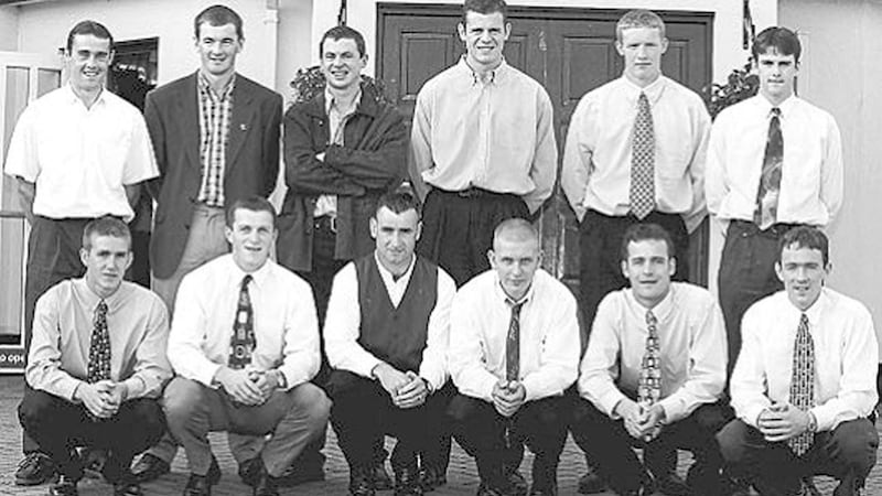 The Irish News Ulster GAA Allstars of 1997. Mattie McGleenan is third from left in the front row 