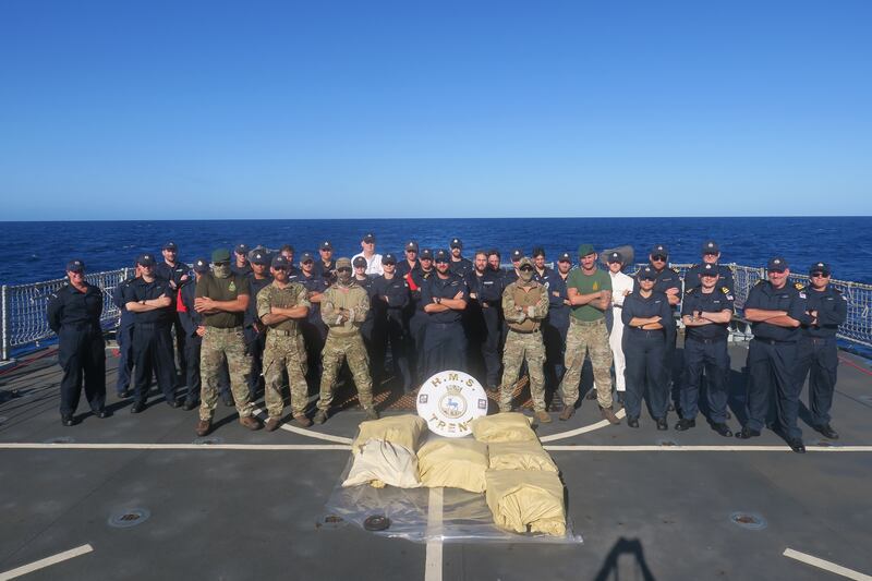 HMS Trent seized 200kg of cocaine and other drugs with an estimated street value of £16.7 million